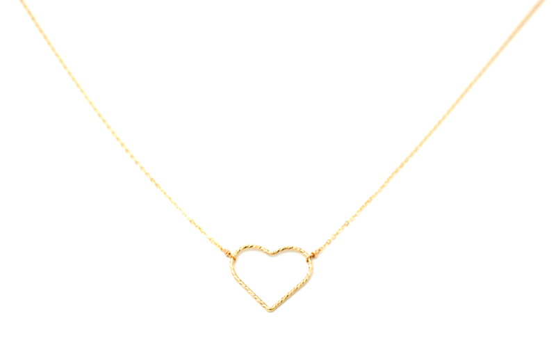 Large Shimmer Heart Necklace- Gold Filled