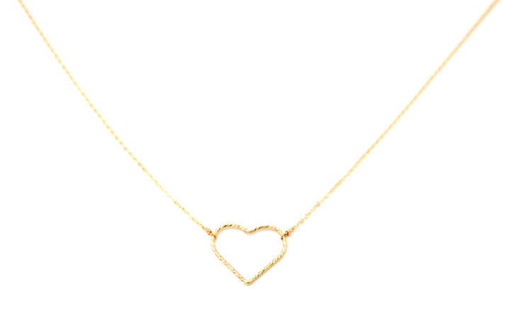 Large Shimmer Heart Necklace- Gold Filled