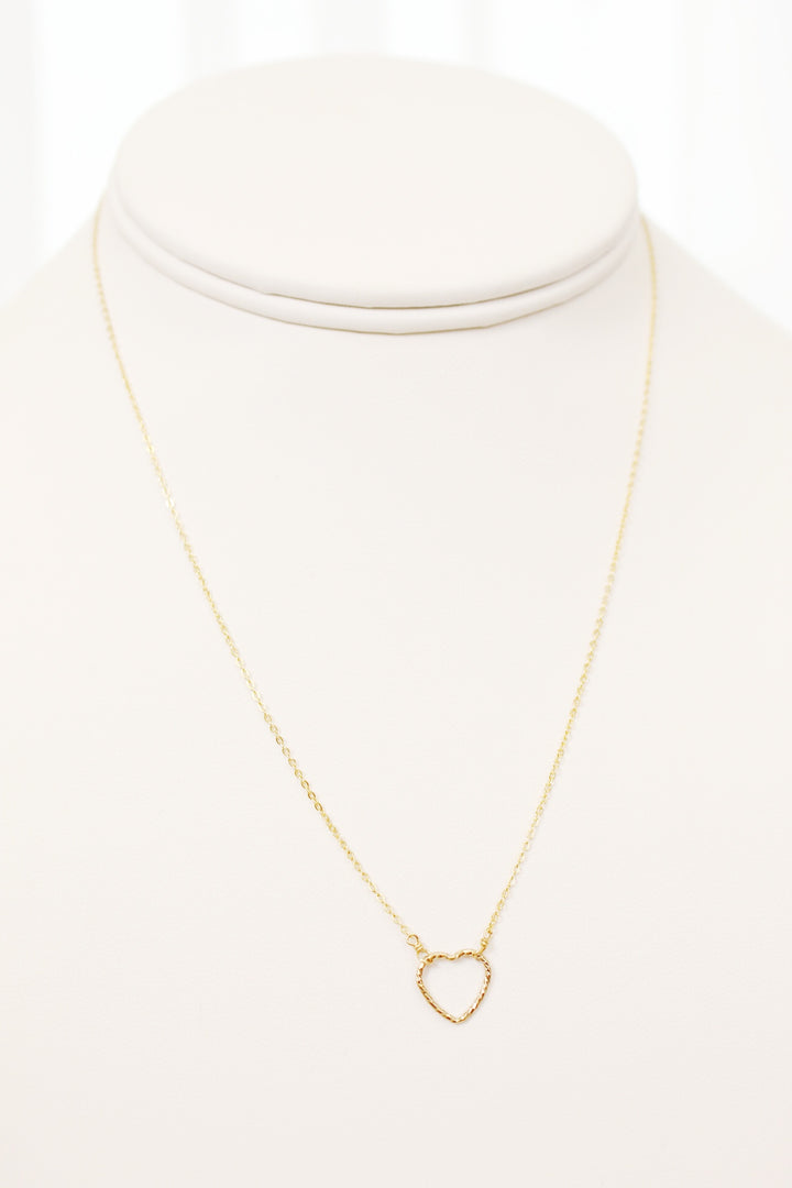 Small Shimmer Heart Necklace- Gold Filled