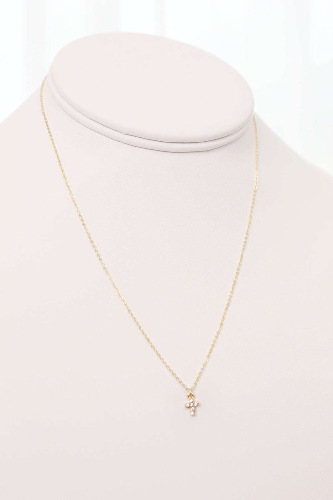 Mini CZ Cross Necklace- Gold Filled