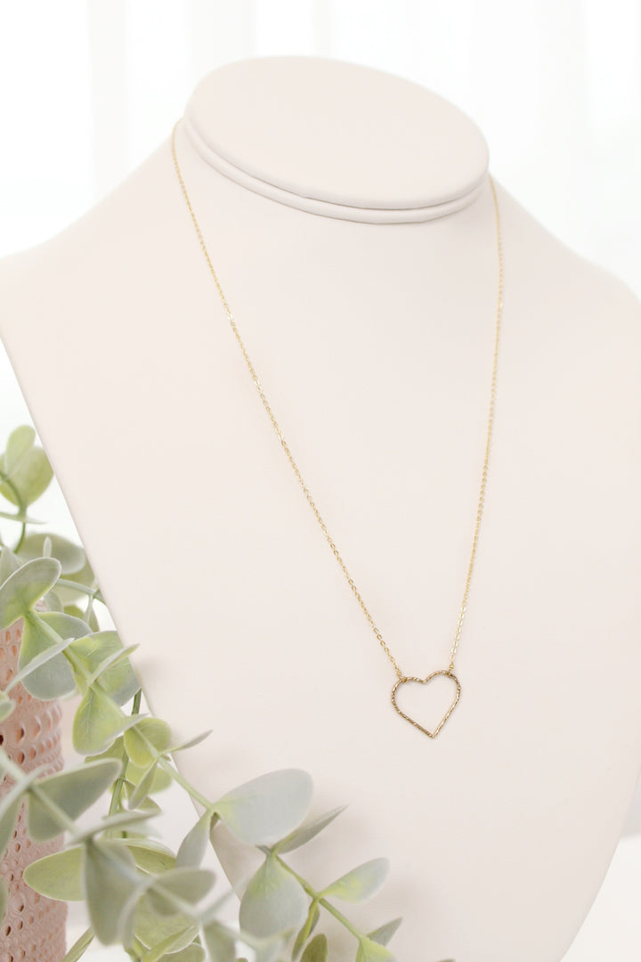 Large Shimmer Heart Necklace- Gold Filled