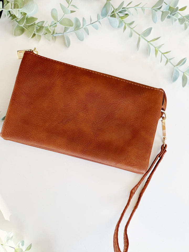 Riley Wristlet Crossbody- Brown